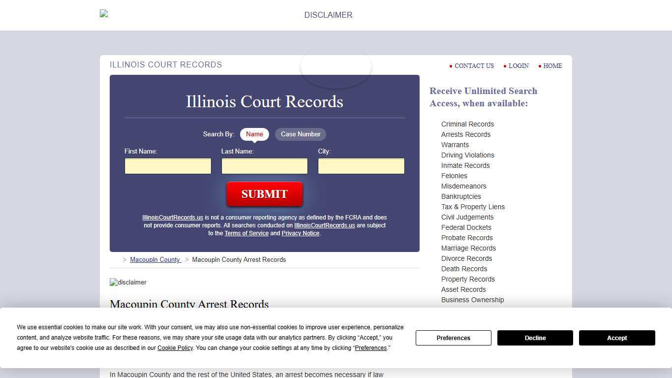 Macoupin County Arrest Records IllinoisCourtRecords.us